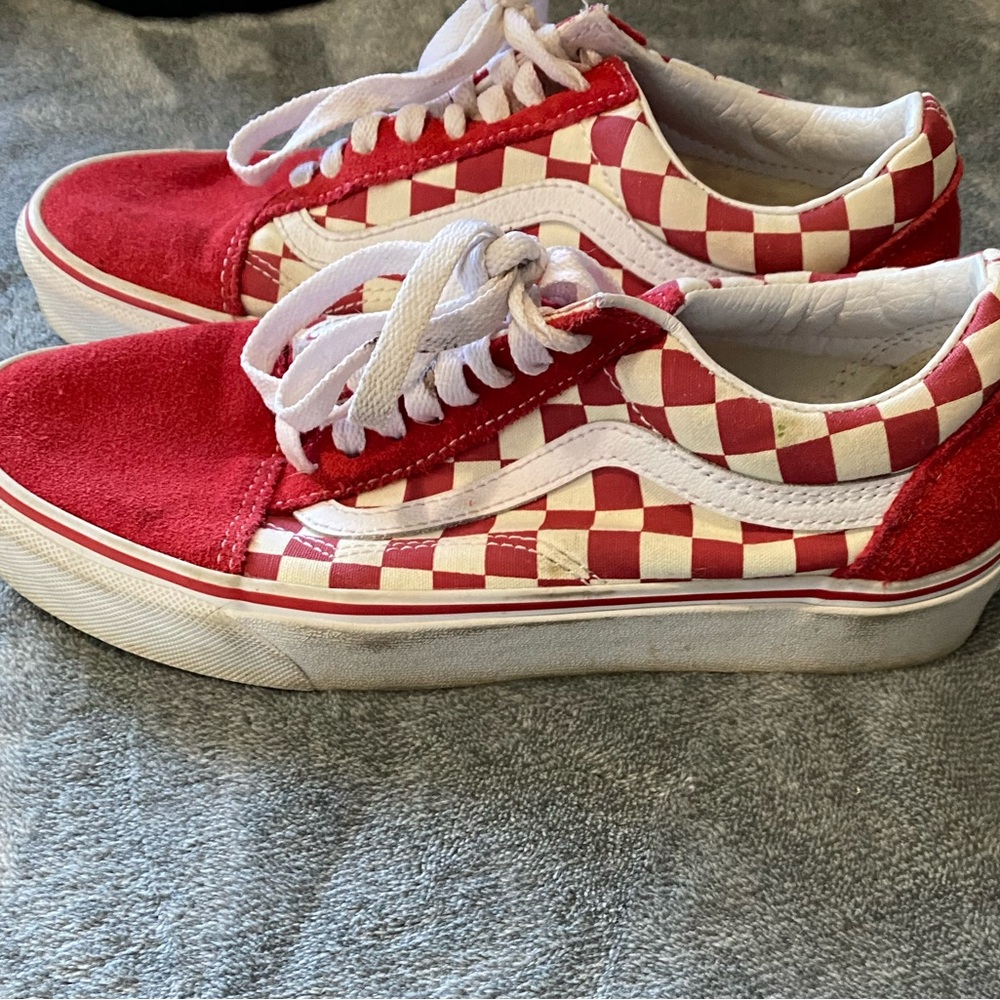 Red checkered vans size 8.5 woman’s